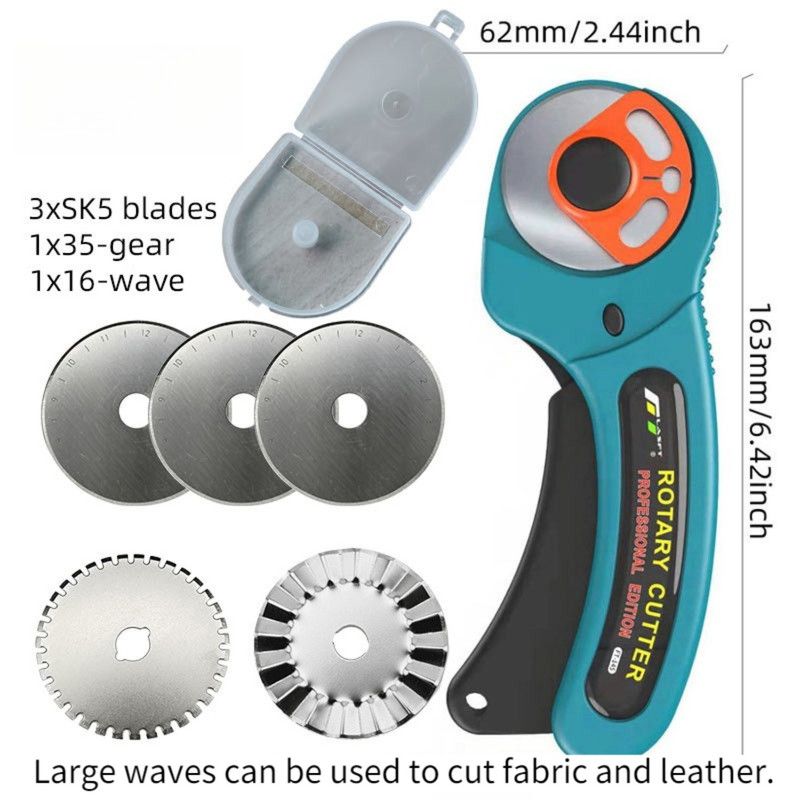 Rotary Cutter, Cutting Rolling Cutter for DIY Crafts—5 Blades (Large Wavy Blades)