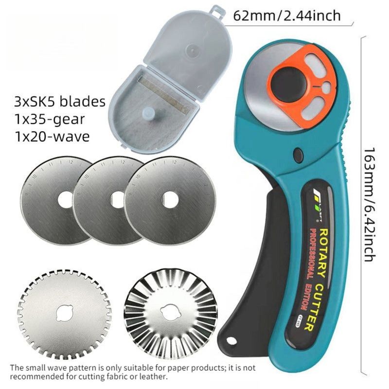 Rotary Cutter, Cutting Rolling Cutter for DIY Crafts—5 Blades (Small Wavy Blades)