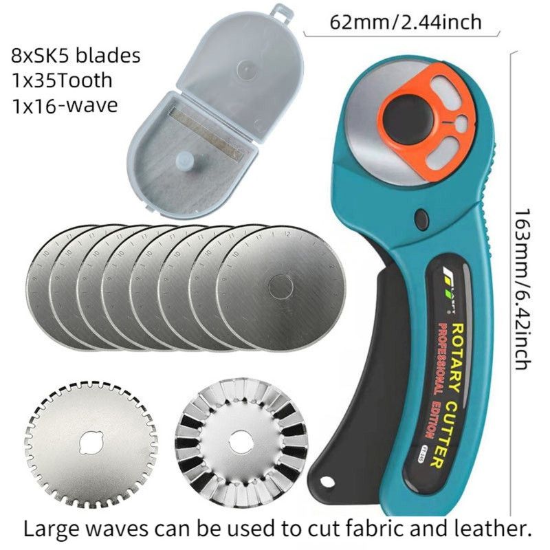 Rotary Cutter, Cutting Rolling Cutter for DIY Crafts—10 Blades (Large Wavy Blades)