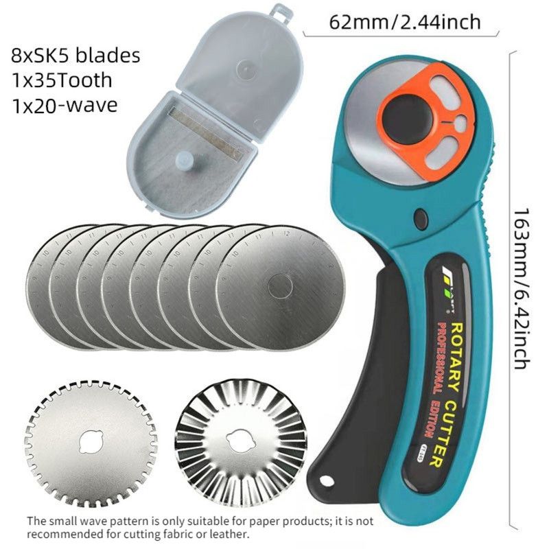Rotary Cutter, Cutting Rolling Cutter for DIY Crafts—10 Blades (Small Wavy Blades)