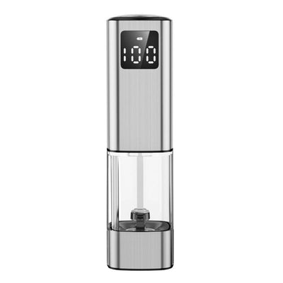 Type-C Rechargeable Electric Pepper Grinder, Digital Power Display Automatic Spice Mill—Silver