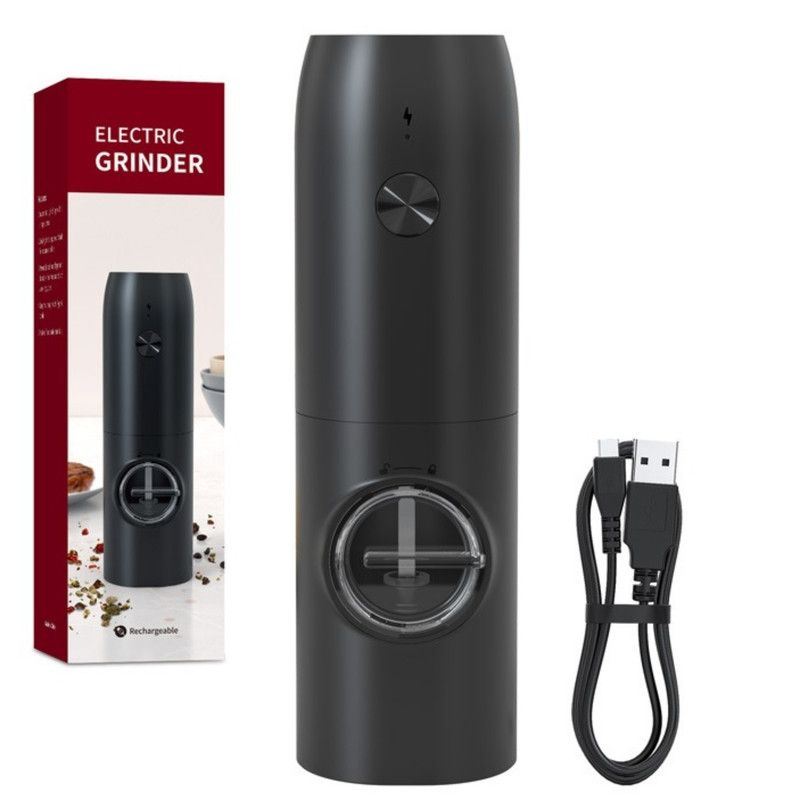 Type-C - Automatic Salt and Pepper Grinder for the Home Kitchen, 5-Level Adjustable Spice Mill with LED Light