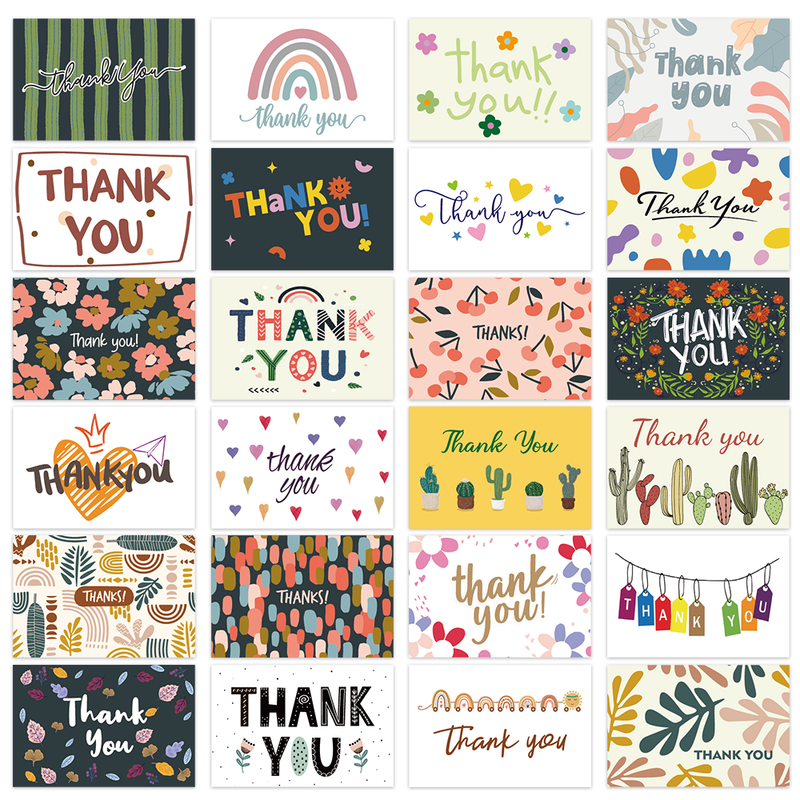 24-Piece Thank You Card Set, Greeting Note Cards with Envelopes, Greeting Card Set