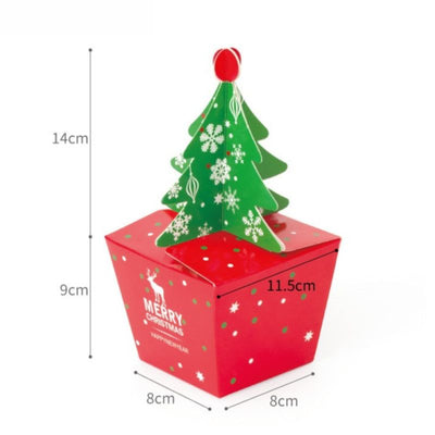 3D Christmas Tree Gift Boxes, Christmas Apple Candy Packaging Box Set Includes 10 Boxes & 10 Bells-L
