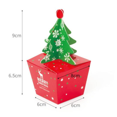 3D Christmas Tree Gift Boxes, Christmas Apple Candy Packaging Box Set Includes 10 Boxes & 10 Bells-S