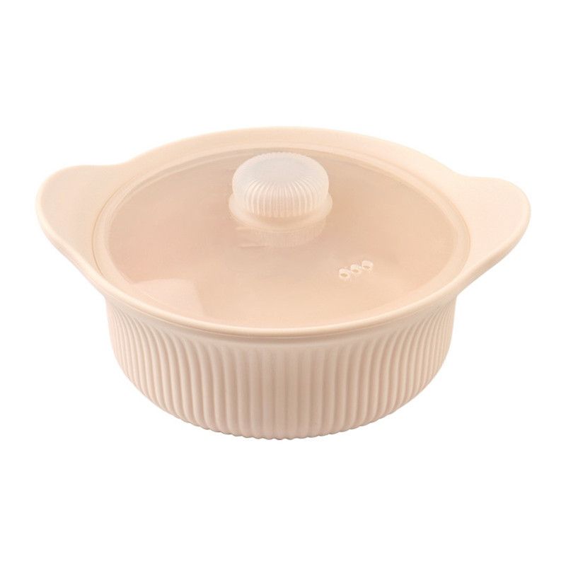 600 mL Food-Grade Silicone Steamer Pot, Single-Serving Cookware for Microwave & Air Fryer—Beige