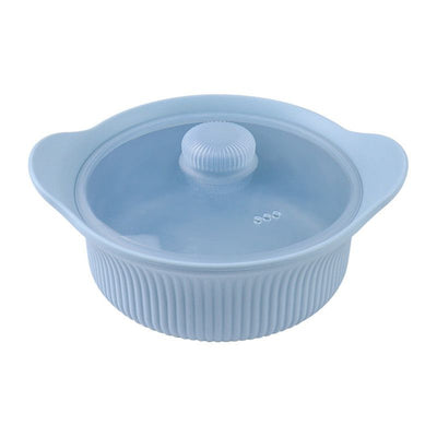 600 mL Food-Grade Silicone Steamer Pot, Single-Serving Cookware for Microwave & Air Fryer—Blue