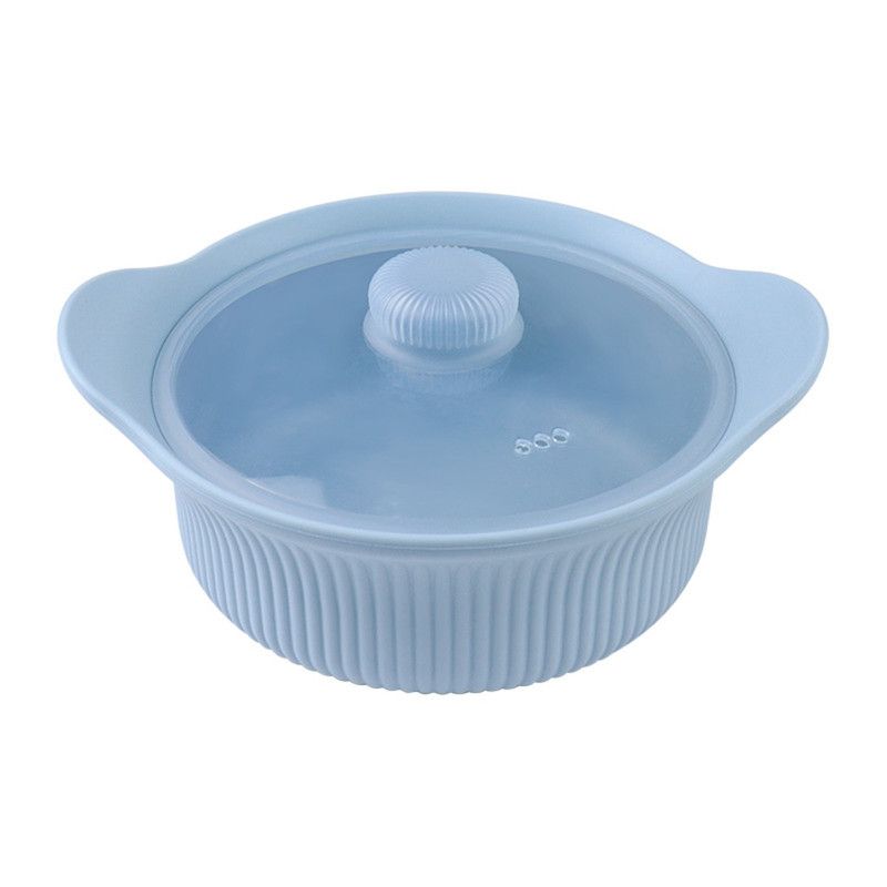 600 mL Food-Grade Silicone Steamer Pot, Single-Serving Cookware for Microwave & Air Fryer—Blue