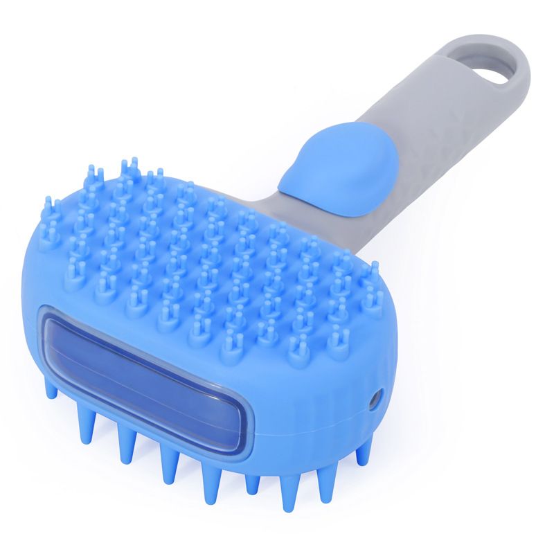 Pet Bath Brush Massage Shampoo Dispensing Grooming Brush for Dog Cat Hair Cleaning-blue