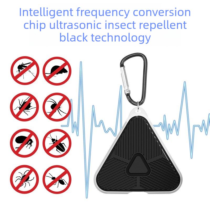 Portable Carabiner Ultrasonic Pest Repeller Variable Frequency Insect Rodent Repellent Outdoor Camping Backpack Hanging Pest Deterrent-black