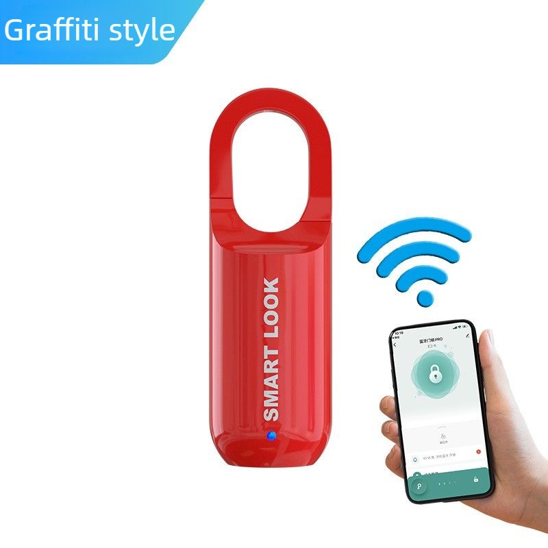 Smart Fingerprint Padlock Portable Luggage Lock Type C Rechargeable Anti Theft Travel Bag Lock-red