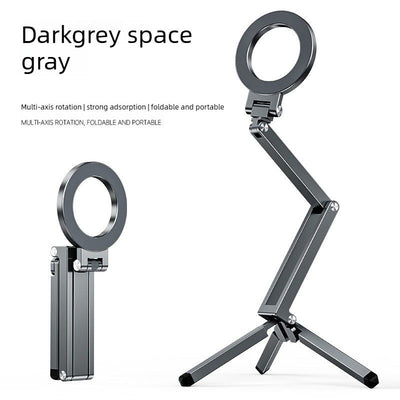 Multi-Axis Foldable Magnetic Phone Tripod Portable Travel MagSafe Compatible Cell Phone Desktop Mount Adjustable Angle Stand