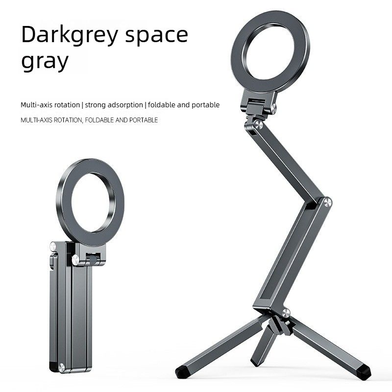 Multi-Axis Foldable Magnetic Phone Tripod Portable Travel MagSafe Compatible Cell Phone Desktop Mount Adjustable Angle Stand