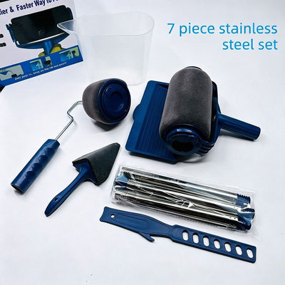 7Pcs Seamless Sponge Paint Roller Kit Multi Purpose Home Wall Painting Decorating Tools Set