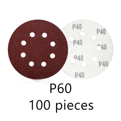 125mm 8 Hole Sanding Discs P60 Grit Hook and Loop Orbital Sander Sandpaper 100 Pack