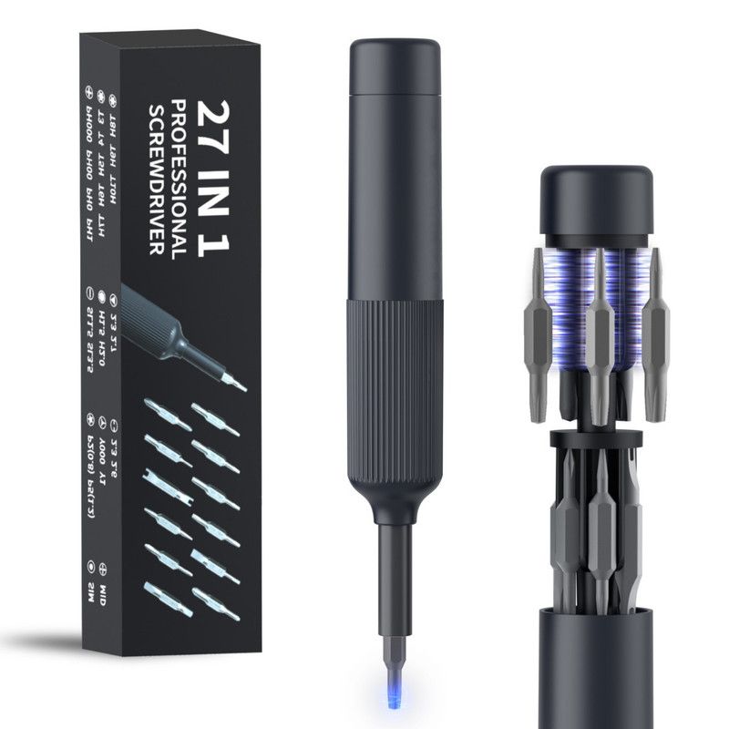 27 in 1 Precision Screwdriver Kit Aluminium Alloy Handle Double Head Bits Mini Repair Tool Set for Phone Watch Camera Electronics