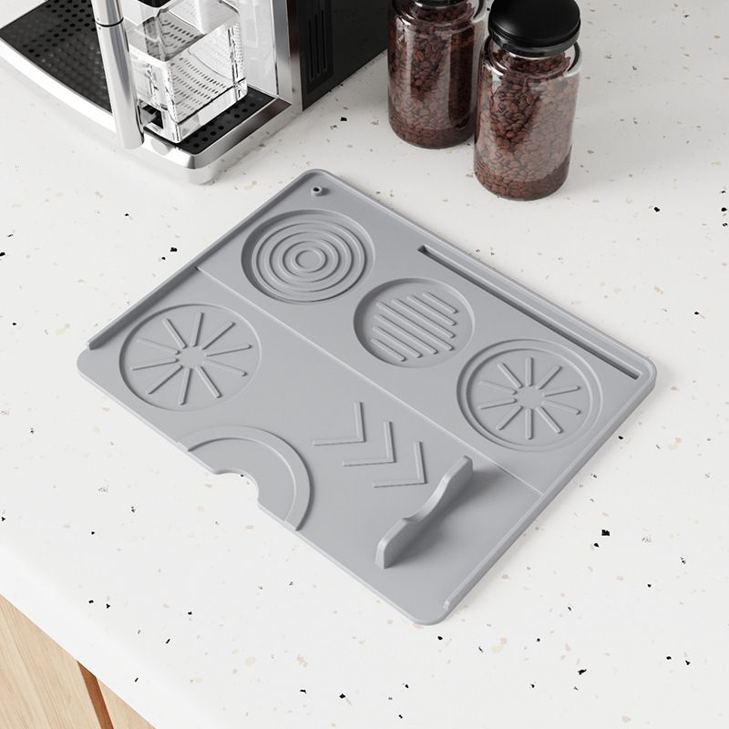 Multi Function Silicone Coffee Tamping Mat Non Slip Espresso Tamper Pad Coffee Machine Accessories-Gray