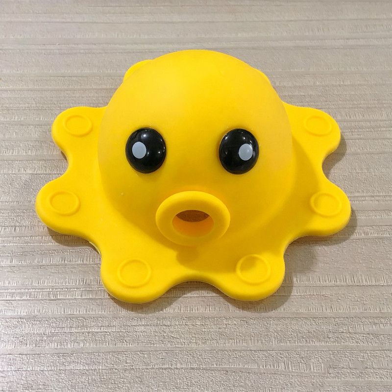 Octopus Shape Silicone Drain Hair Catcher, Bath Tub Sink Drain Filter Cover, Anti Clog Shower Drain Protector, Reusable Bathroom Hair Stopper-Yellow