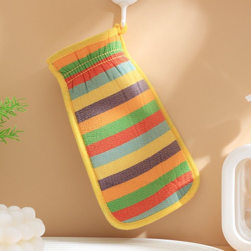 Exfoliating Bath Glove Double Sided Body Scrub Mitt Skin Exfoliator Shower Wash Glove-Yellow