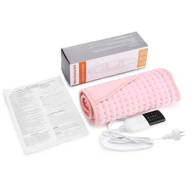 Electric Heating Waist Belt with Hand Warmer Pocket, 10 Heat Levels & 4 Timer Auto Off, Soft Plush Thermal Heating Pad for Back Abdomen Shoulder-Pink