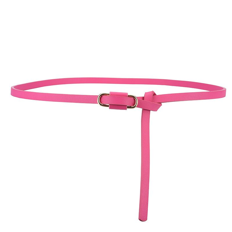 Knotted Thin Leather Belt for Women, Adjustable Slim Waist Strap for Dresses Long Blouses-rose