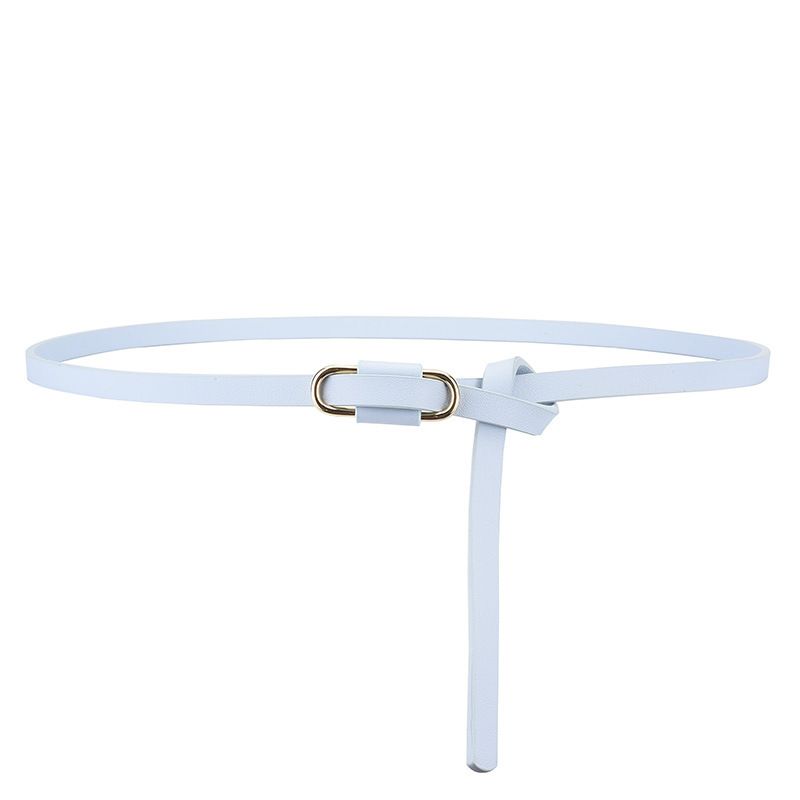 Knotted Thin Leather Belt for Women, Adjustable Slim Waist Strap for Dresses Long Blouses-sky blue