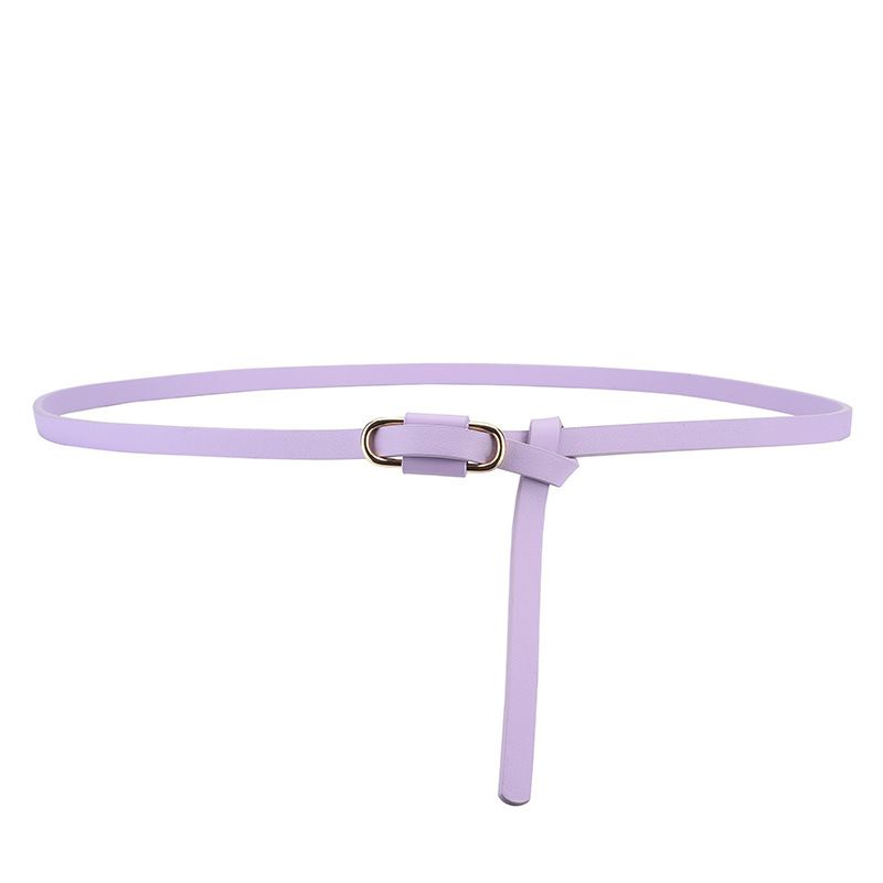 Knotted Thin Leather Belt for Women, Adjustable Slim Waist Strap for Dresses Long Blouses-purple
