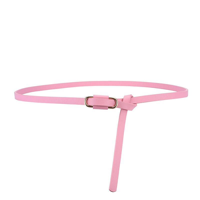Knotted Thin Leather Belt for Women, Adjustable Slim Waist Strap for Dresses Long Blouses-pink