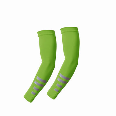 UV Protection Arm Sleeves with Reflective Strips, Breathable Cooling Sun Sleeves for Driving Cycling Running-Neon Green
