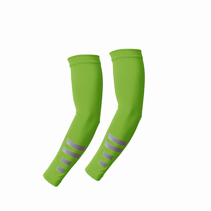 UV Protection Arm Sleeves with Reflective Strips, Breathable Cooling Sun Sleeves for Driving Cycling Running-Neon Green