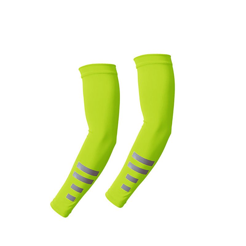 UV Protection Arm Sleeves with Reflective Strips, Breathable Cooling Sun Sleeves for Driving Cycling Running-Neon Yellow