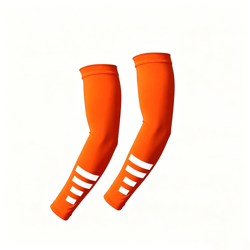 UV Protection Arm Sleeves with Reflective Strips, Breathable Cooling Sun Sleeves for Driving Cycling Running-orange