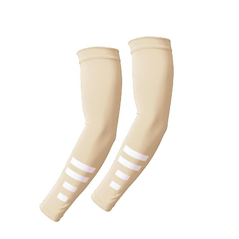 UV Protection Arm Sleeves with Reflective Strips, Breathable Cooling Sun Sleeves for Driving Cycling Running-Nude