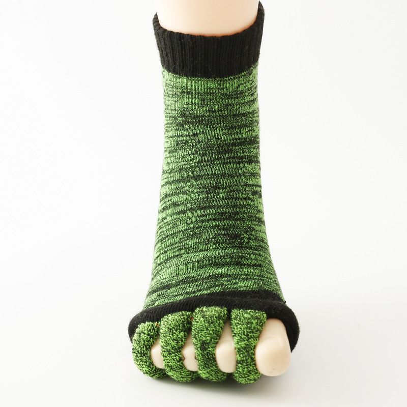 Five Toe Separator Yoga Socks Non Slip Open Toe Pilates Barre Foot Socks Breathable Stretch Studio Workout Socks-Green