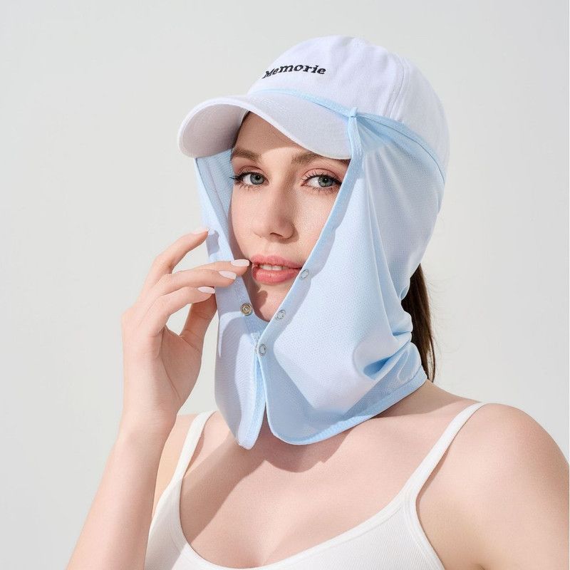 Detachable Neck Face Sun Protection Mask, Breathable UV Protection Face Cover for Outdoor Fishing Cycling- light blue