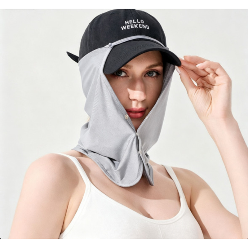 Detachable Neck Face Sun Protection Mask, Breathable UV Protection Face Cover for Outdoor Fishing Cycling-grey