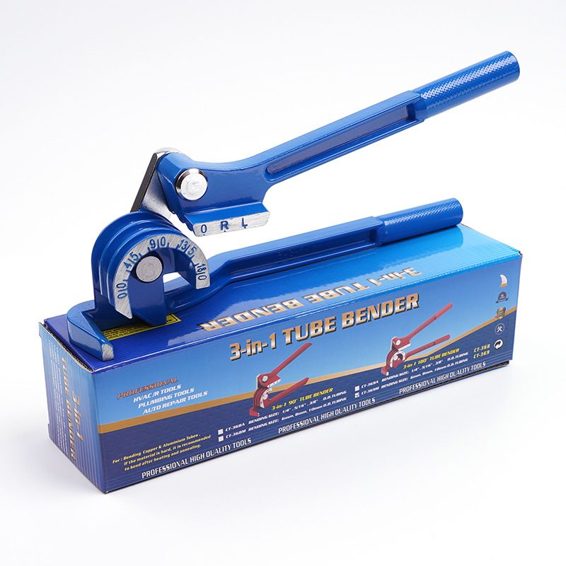 3 in 1 Manual Tube Bender Hand Copper Pipe Bending Tool for Refrigeration Air Conditioning Tubing-Blue