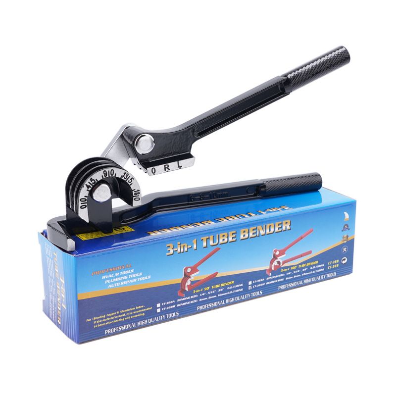 3 in 1 Manual Tube Bender Hand Copper Pipe Bending Tool for Refrigeration Air Conditioning Tubing-Black