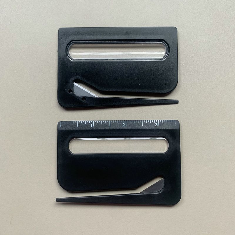 Portable Letter Opener Card Size Envelope Slitter with Ruler Lightweight Mail Opening Cutter for Office Home-Black