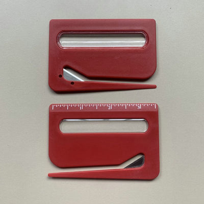 Portable Letter Opener Card Size Envelope Slitter with Ruler Lightweight Mail Opening Cutter for Office Home-Red