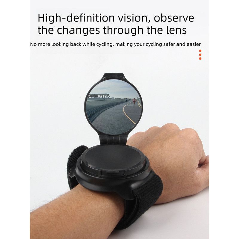 Wrist Strap Bike Rear View Mirror, 360 Adjustable Convex Cycling Safety Mirror for Road Mountain Biking