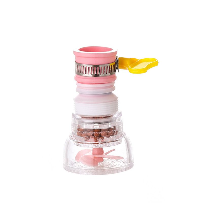 360 Rotating Tap Water Filter Nozzle, Multilayer Water Purifier Tap Adapter, Water Saving Shower Head Filter for Kitchen Sink-Pink