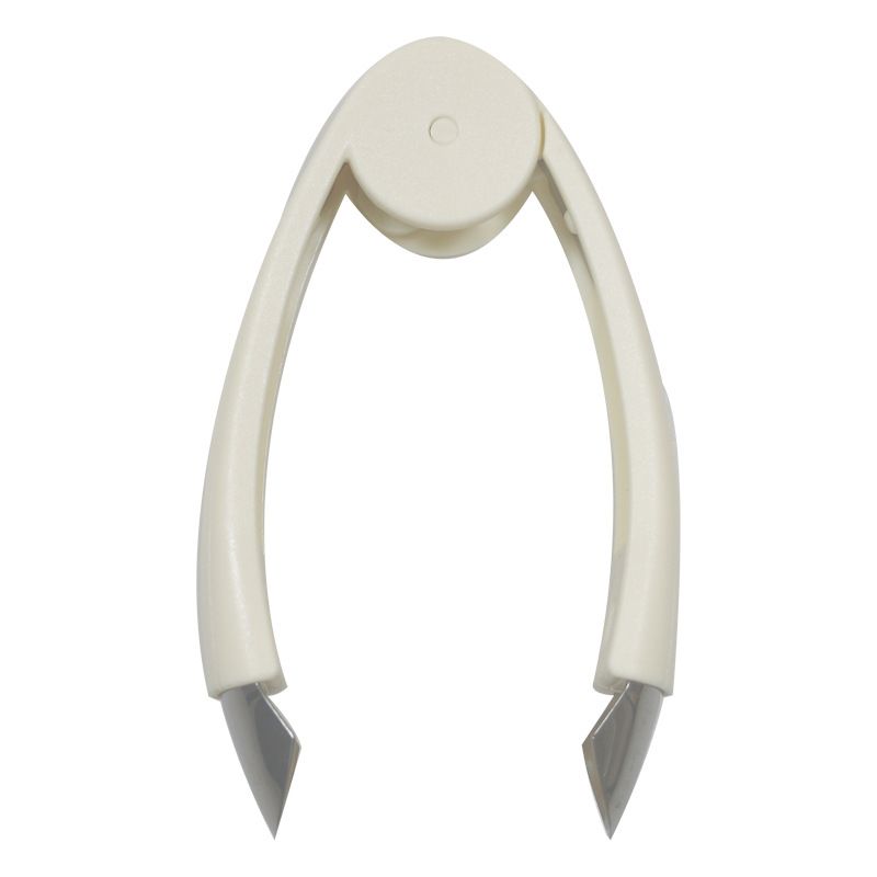 Stem Remover Tool for Strawberry, V Shape Fruit Huller Clip, Portable Berry Leaf Corer Picker for Kitchen-Cream