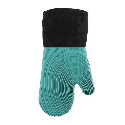 Heat Resistant Silicone Oven Mitts Non Slip Double Layer Cooking Baking Gloves For Kitchen BBQ-New Blue