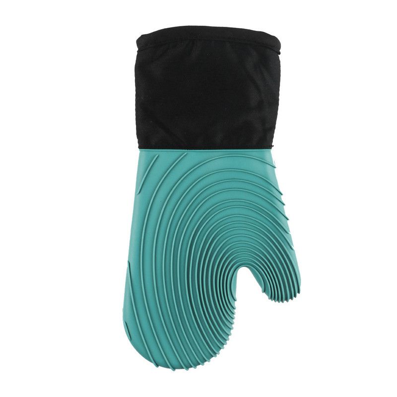 Heat Resistant Silicone Oven Mitts Non Slip Double Layer Cooking Baking Gloves For Kitchen BBQ-New Blue