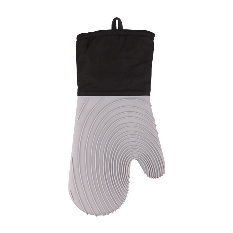 Heat Resistant Silicone Oven Mitts Non Slip Double Layer Cooking Baking Gloves For Kitchen BBQ-Gray