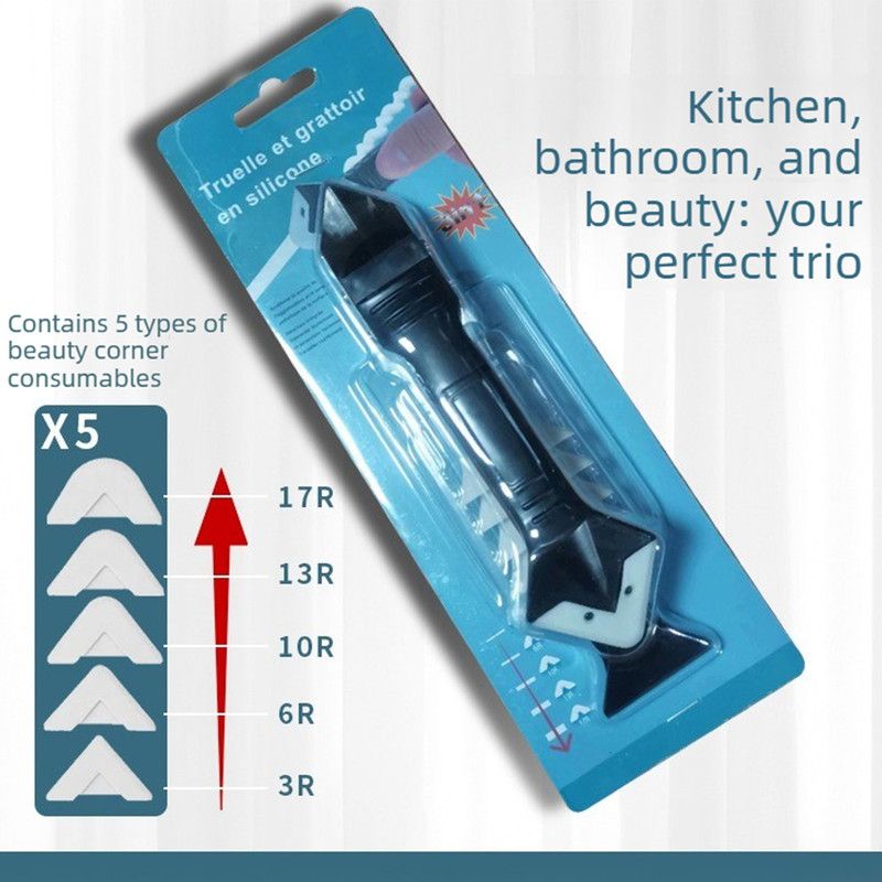 3 in 1 Silicone Caulk Finishing Tool Kit, Multi Size Grout Removal Scraper with 5 Replaceable Angle Heads, Bathroom Kitchen Sealant Smoother Tool Set