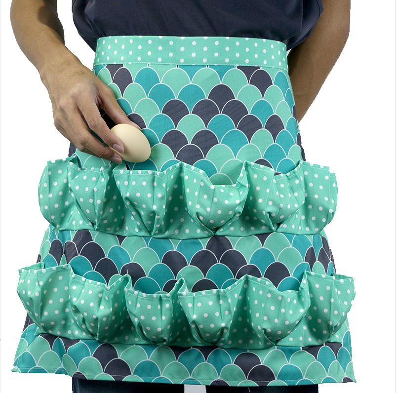 Egg Gathering Apron with Multi Pockets, Farm Chicken Egg Collecting Waist Apron, Waterproof Egg Holder Apron for Backyard Poultry Farmers