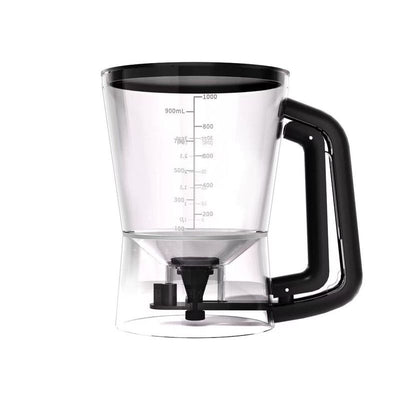 4 Cup Batter Dispenser Measuring Pitcher with Lid, Pancake Cupcake Waffle Batter Separator Jug, Clear Baking Mix Dispenser with Measurement Markings-black