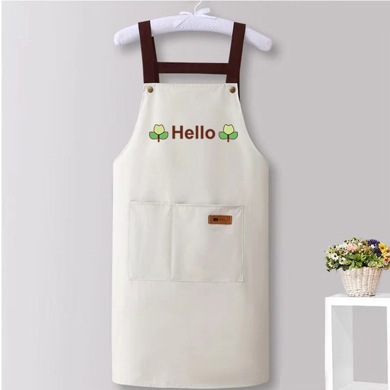 Waterproof Kitchen Apron with Large Pockets Adjustable Cross Back Cooking Baking Apron for Cafe Restaurant-White